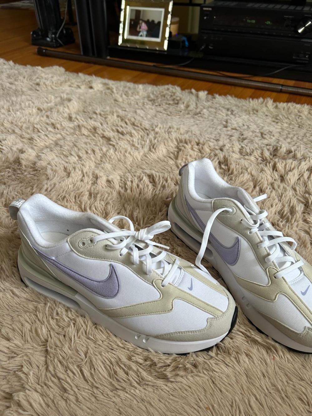 Nike Women’s White Sneakers with Light Lavender Swoosh